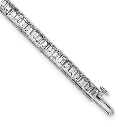 14K Weißgold 7 3/8 Karat Im Labor Gezüchtet Diamant Vs/si+ G+ Smaragd Zargenfassung Set Tennis Armband