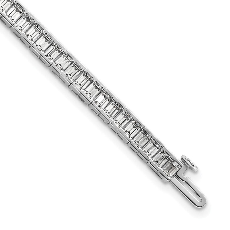 14K Weißgold 7 3/8 Karat Im Labor Gezüchtet Diamant Vs/si+ G+ Smaragd Zargenfassung Set Tennis Armband