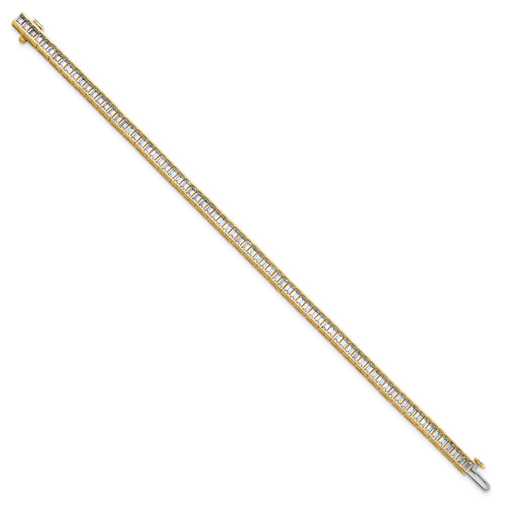 14K Gelbgold 7 3/8 Karat Im Labor Gezüchtet Diamant Vs/si+ G+ Smaragd Zargenfassung Set Tennis Armband