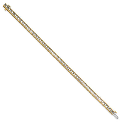 14K Gelbgold 7 3/8 Karat Im Labor Gezüchtet Diamant Vs/si+ G+ Smaragd Zargenfassung Set Tennis Armband