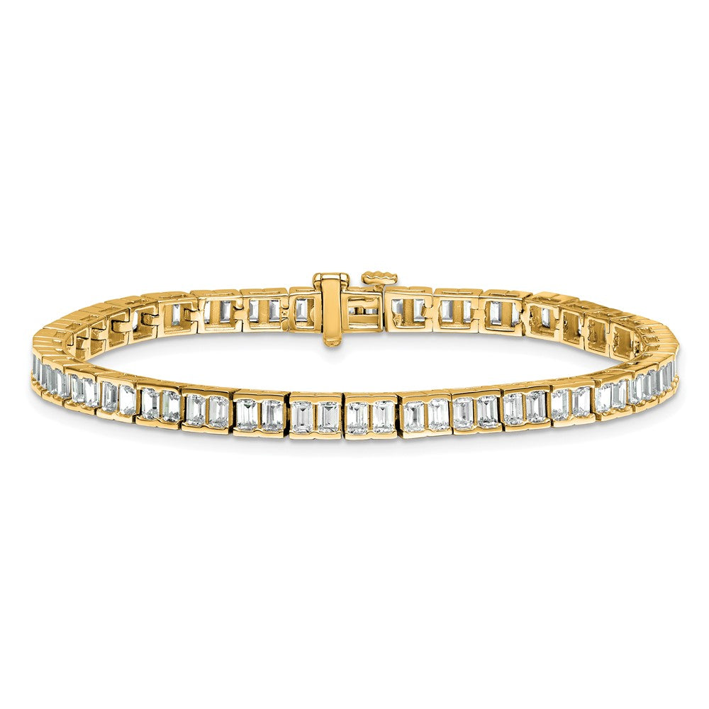 14K Gelbgold 7 3/8 Karat Im Labor Gezüchtet Diamant Vs/si+ G+ Smaragd Zargenfassung Set Tennis Armband
