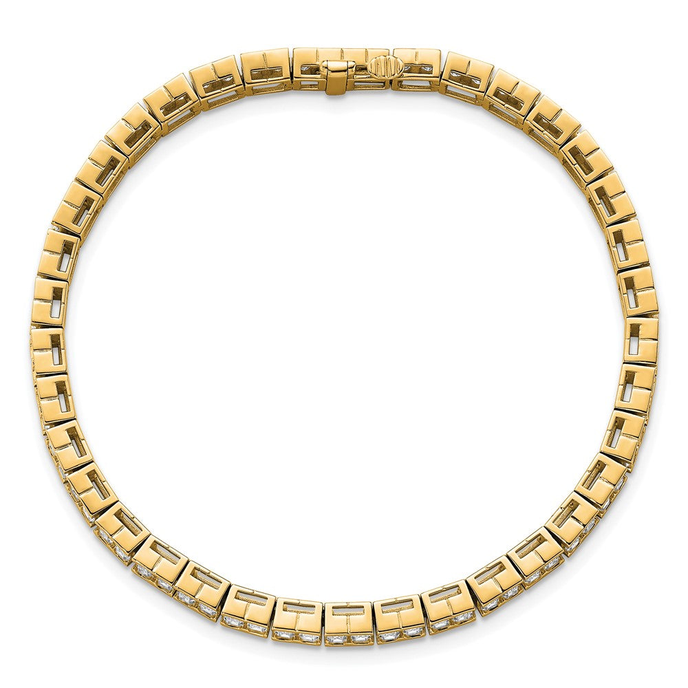 14K Gelbgold 7 3/8 Karat Im Labor Gezüchtet Diamant Vs/si+ G+ Smaragd Zargenfassung Set Tennis Armband