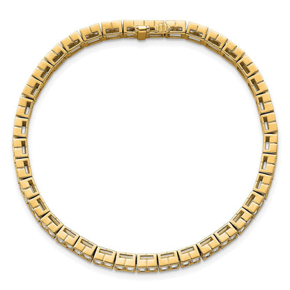 14K Gelbgold 7 3/8 Karat Im Labor Gezüchtet Diamant Vs/si+ G+ Smaragd Zargenfassung Set Tennis Armband