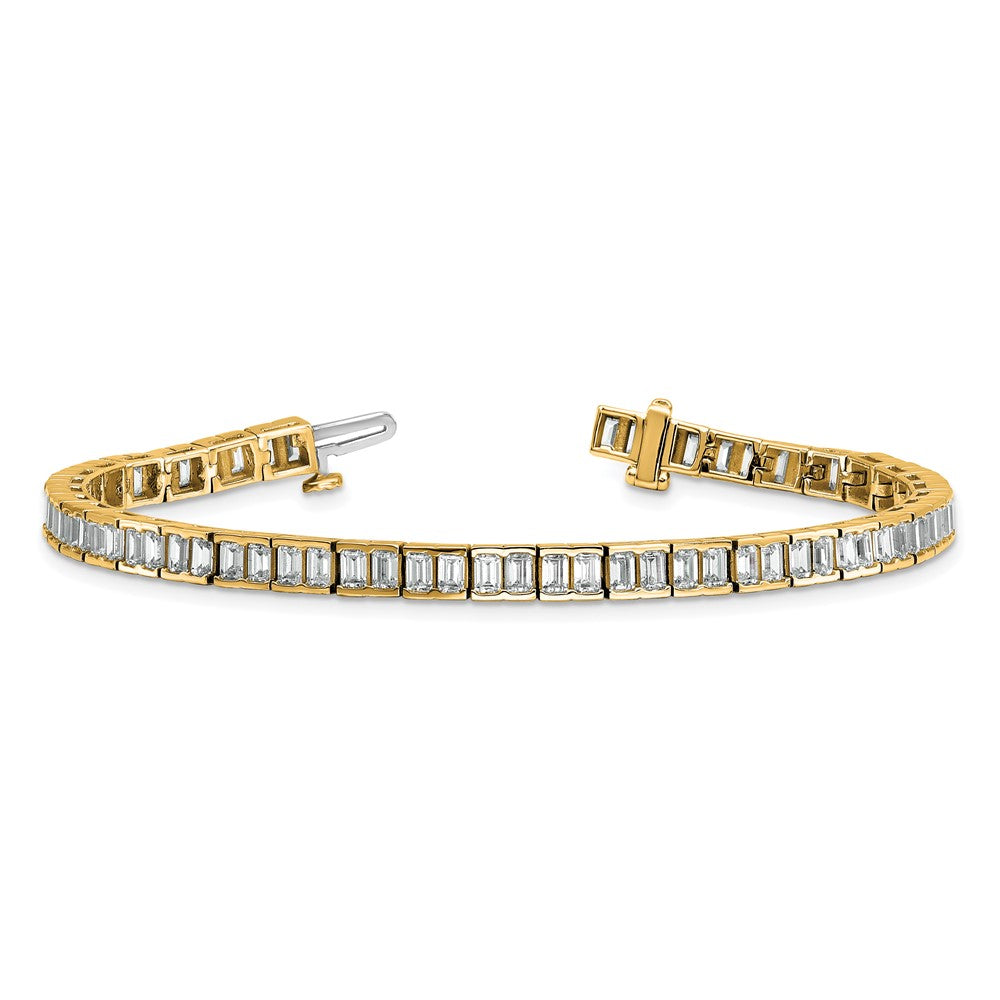 14K Gelbgold 7 3/8 Karat Im Labor Gezüchtet Diamant Vs/si+ G+ Smaragd Zargenfassung Set Tennis Armband
