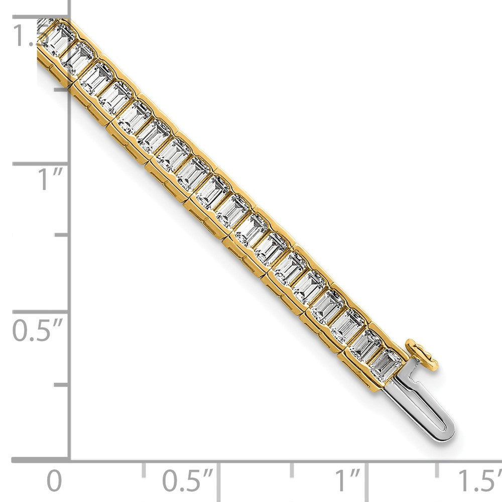 14K Gelbgold 7 3/8 Karat Im Labor Gezüchtet Diamant Vs/si+ G+ Smaragd Zargenfassung Set Tennis Armband