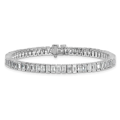 14K Weißgold 10 Karat Im Labor Gezüchtet Diamant Vs/si+ G+ Smaragd Zargenfassung Set Tennis Armband