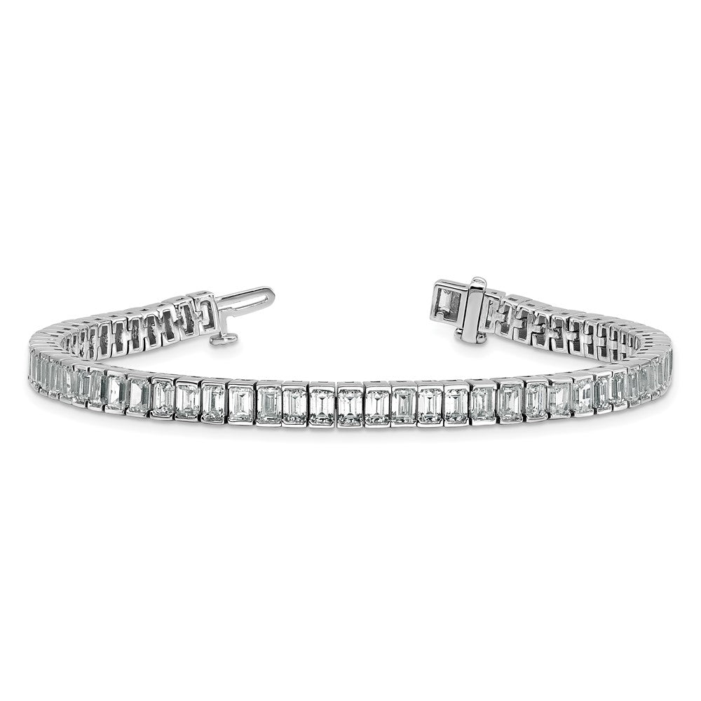 14K Weißgold 10 Karat Zertifiziert Im Labor Gezüchtet Diamant Vs+ F+ Smaragd Zargenfassung Set Tennis Armband