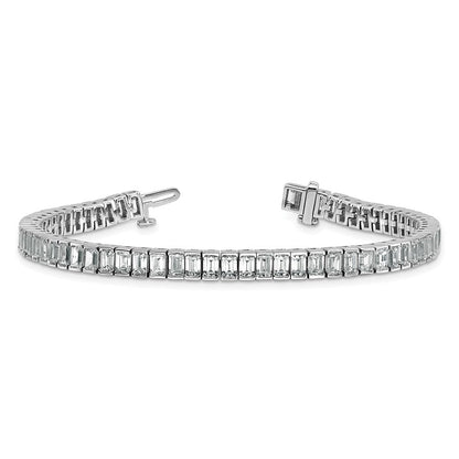14K Weißgold 10 Karat Zertifiziert Im Labor Gezüchtet Diamant Vs+ F+ Smaragd Zargenfassung Set Tennis Armband