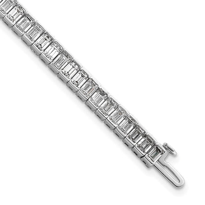 14K Weißgold 10 Karat Zertifiziert Im Labor Gezüchtet Diamant Vs+ F+ Smaragd Zargenfassung Set Tennis Armband