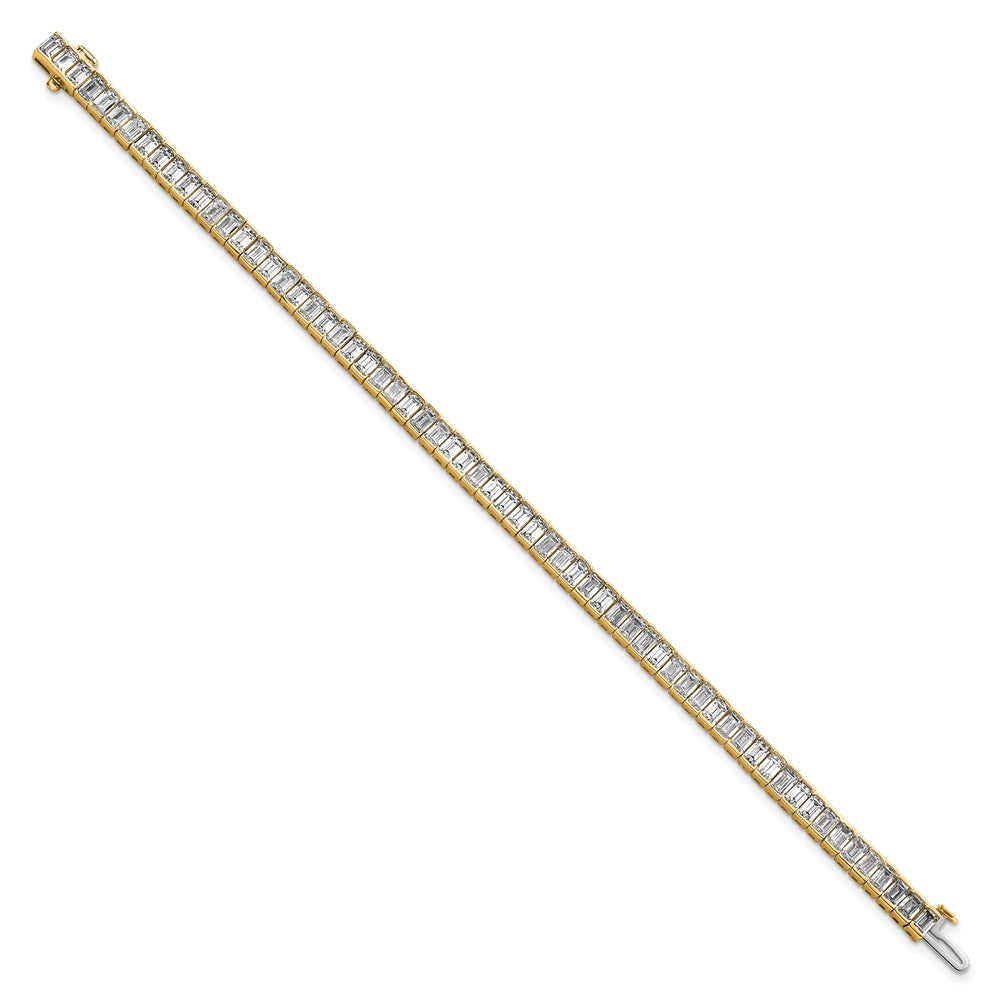 14K Gelbgold 10 Karat Im Labor Gezüchtet Diamant Vs/si+ G+ Smaragd Zargenfassung Set Tennis Armband