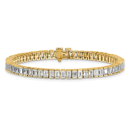14K Gelbgold 10 Karat Im Labor Gezüchtet Diamant Vs/si+ G+ Smaragd Zargenfassung Set Tennis Armband