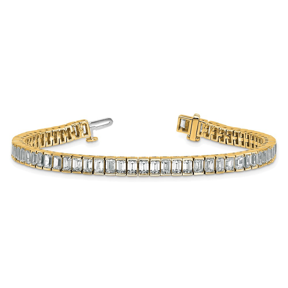 14K Gelbgold 10 Karat Im Labor Gezüchtet Diamant Vs/si+ G+ Smaragd Zargenfassung Set Tennis Armband