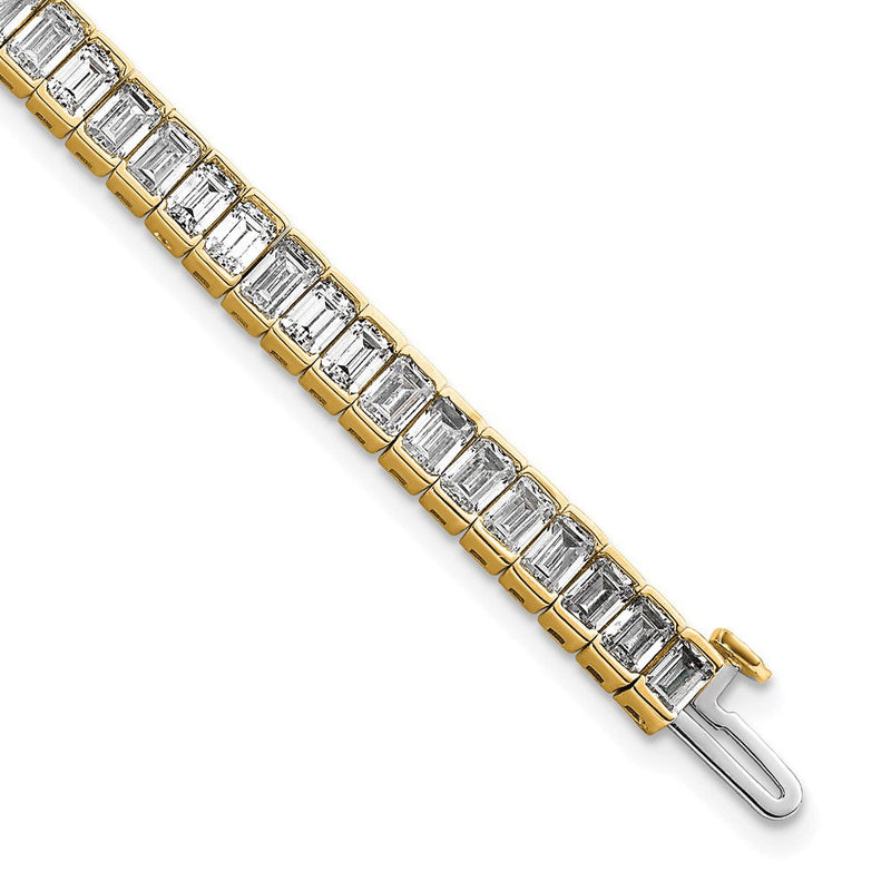 14K Gelbgold 10 Karat Zertifiziert Im Labor Gezüchtet Diamant Vs+ F+ Smaragd Zargenfassung Set Tennis Armband