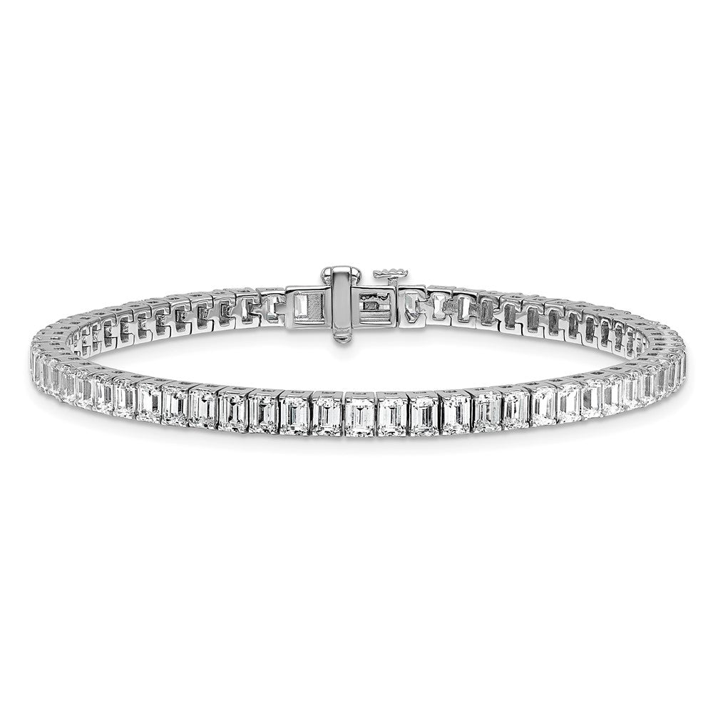 14K Weißgold 10 Karat Im Labor Gezüchtet Diamant Vs/si+ G+ Smaragd Zargenfassung Set Tennis Armband