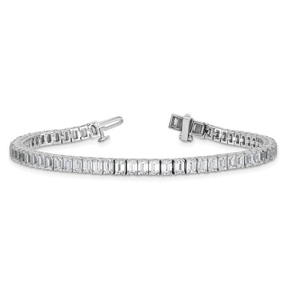 14K Weißgold 10 Karat Im Labor Gezüchtet Diamant Vs/si+ G+ Smaragd Zargenfassung Set Tennis Armband