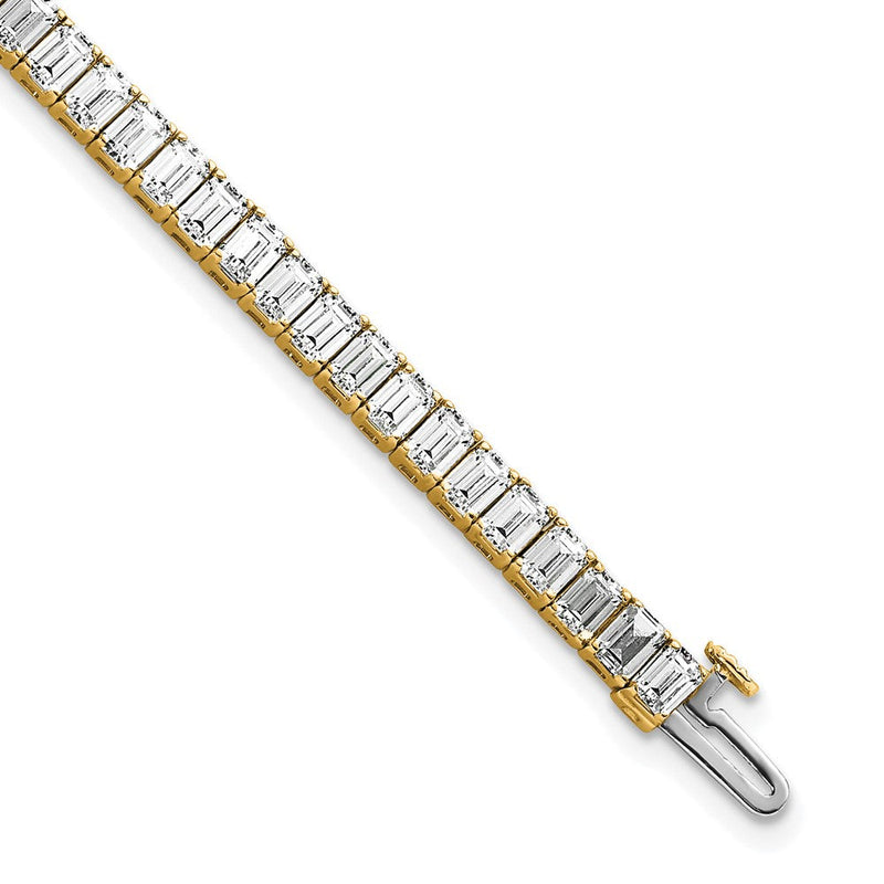 14K Gelbgold 10 Karat Zertifiziert Im Labor Gezüchtet Diamant Vs/si+ G+ Smaragd Zargenfassung Set Tennis Armband