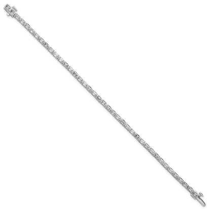 14K Weißgold 4 3/4 Karat Zertifiziert Im Labor Gezüchtet Diamant Vs+ F+ Smaragd Zargenfassung Set Tennis Armband