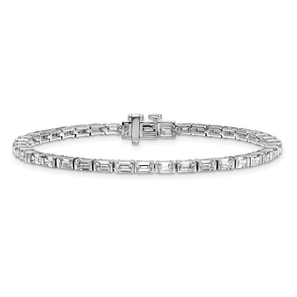 14K Weißgold 4 3/4 Karat Zertifiziert Im Labor Gezüchtet Diamant Vs+ F+ Smaragd Zargenfassung Set Tennis Armband