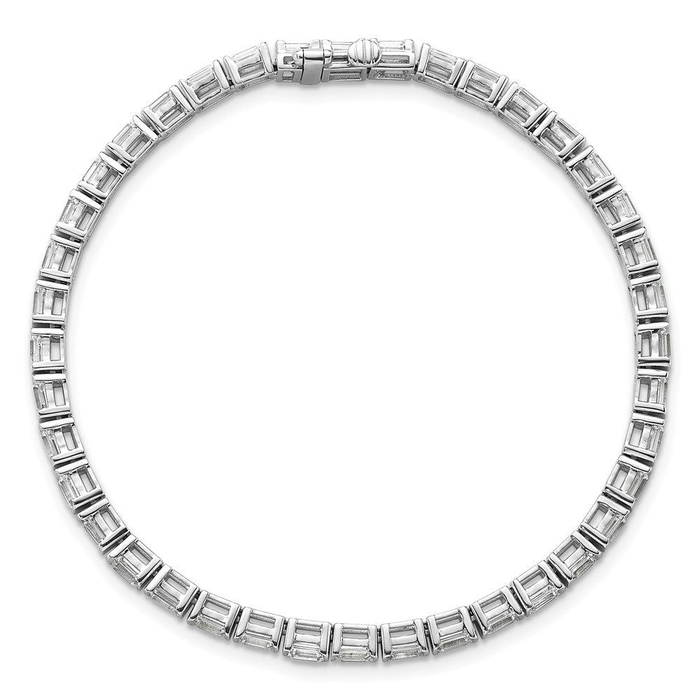 14K Weißgold 4 3/4 Karat Zertifiziert Im Labor Gezüchtet Diamant Vs+ F+ Smaragd Zargenfassung Set Tennis Armband