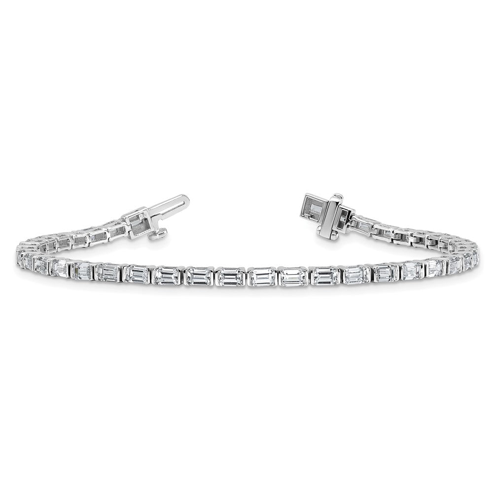 14K Weißgold 4 3/4 Karat Zertifiziert Im Labor Gezüchtet Diamant Vs+ F+ Smaragd Zargenfassung Set Tennis Armband