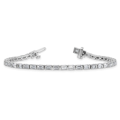 14K Weißgold 4 3/4 Karat Zertifiziert Im Labor Gezüchtet Diamant Vs+ F+ Smaragd Zargenfassung Set Tennis Armband