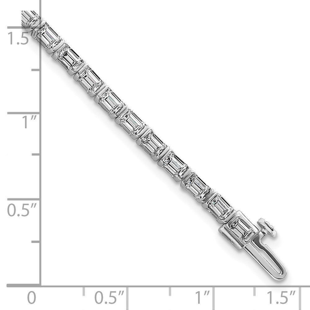 14K Weißgold 4 3/4 Karat Zertifiziert Im Labor Gezüchtet Diamant Vs+ F+ Smaragd Zargenfassung Set Tennis Armband