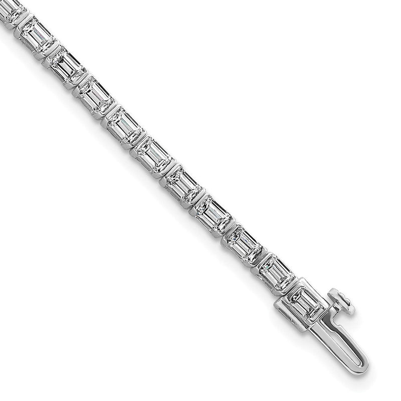 14K Weißgold 4 3/4 Karat Zertifiziert Im Labor Gezüchtet Diamant Vs/si+ G+ Smaragd Zargenfassung Set Tennis Armband
