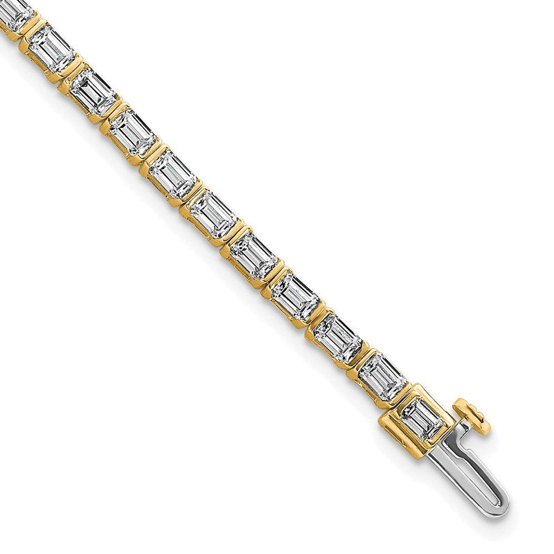 14K Gelbgold 4 3/4 Karat Zertifiziert Im Labor Gezüchtet Diamant Vs+ F+ Smaragd Zargenfassung Set Tennis Armband