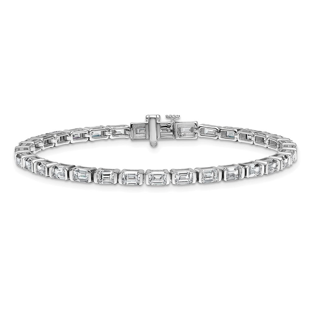 14K Weißgold 7 1/2 Karat Im Labor Gezüchtet Diamant Vs/si+ G+ Smaragd Zargenfassung Set Tennis Armband