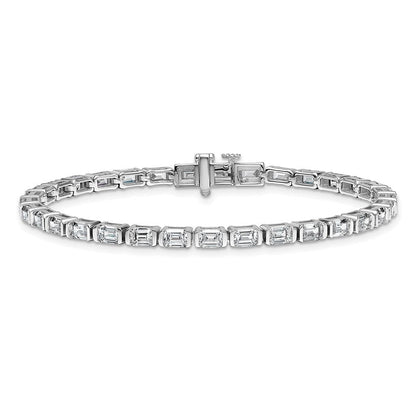 14K Weißgold 7 1/2 Karat Im Labor Gezüchtet Diamant Vs/si+ G+ Smaragd Zargenfassung Set Tennis Armband