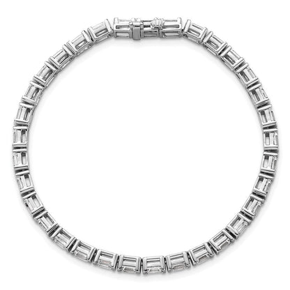 14K Weißgold 7 1/2 Karat Im Labor Gezüchtet Diamant Vs/si+ G+ Smaragd Zargenfassung Set Tennis Armband