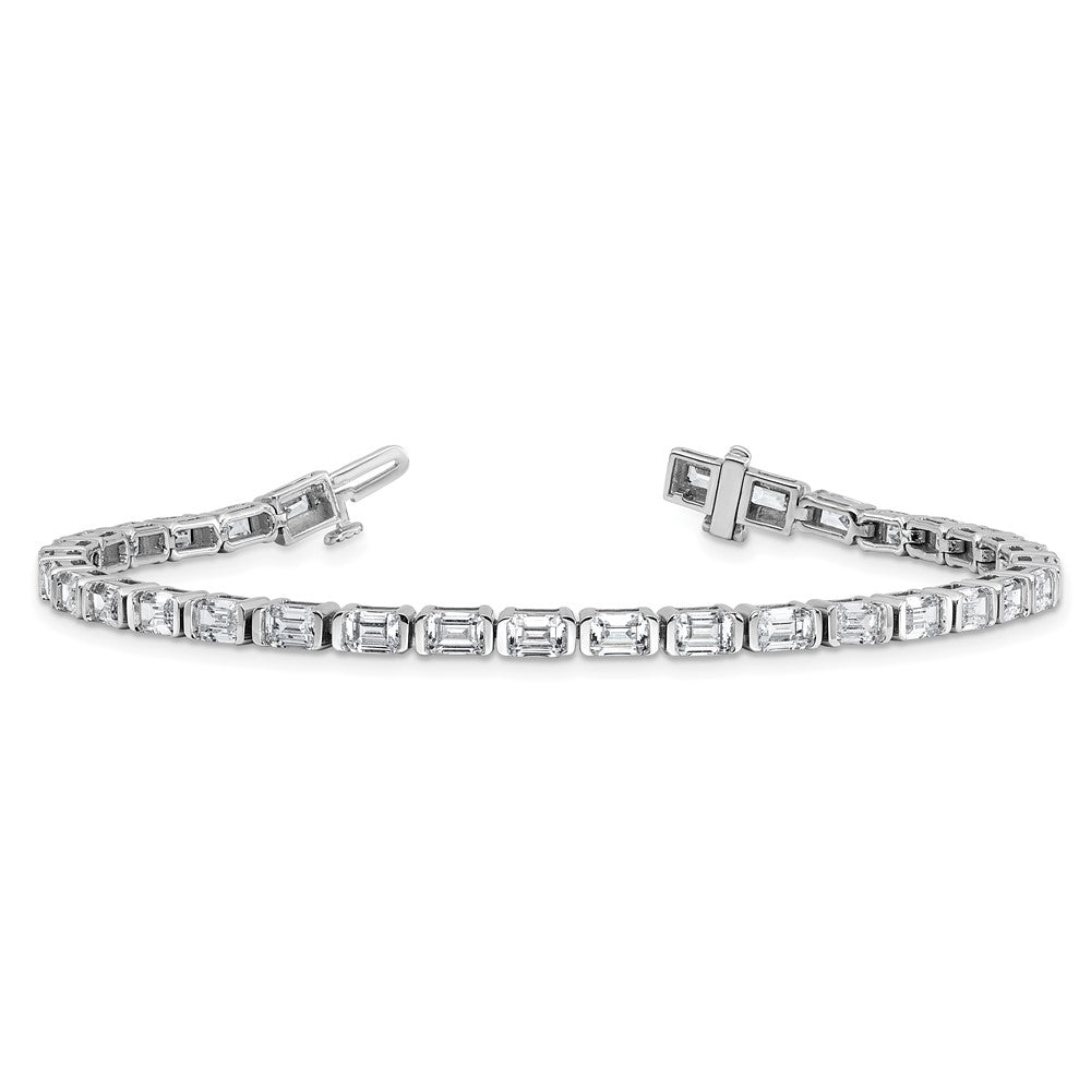 14K Weißgold 7 1/2 Karat Im Labor Gezüchtet Diamant Vs/si+ G+ Smaragd Zargenfassung Set Tennis Armband