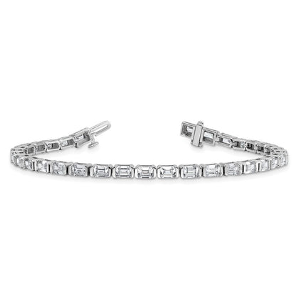 14K Weißgold 7 1/2 Karat Im Labor Gezüchtet Diamant Vs/si+ G+ Smaragd Zargenfassung Set Tennis Armband