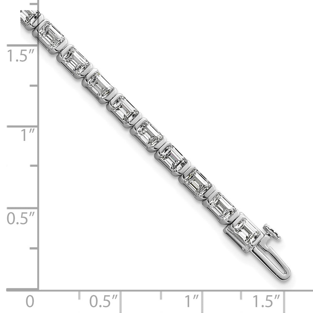 14K Weißgold 7 1/2 Karat Im Labor Gezüchtet Diamant Vs/si+ G+ Smaragd Zargenfassung Set Tennis Armband