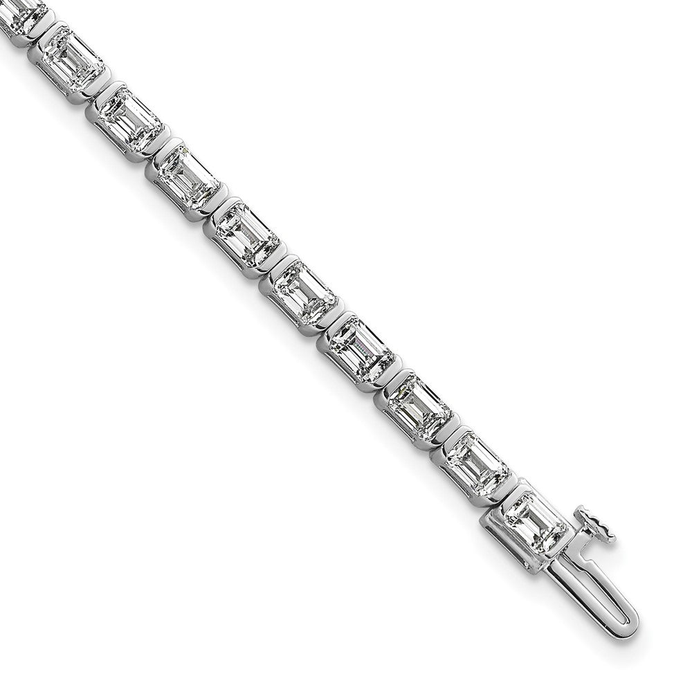 14K Weißgold 7 1/2 Karat Im Labor Gezüchtet Diamant Vs/si+ G+ Smaragd Zargenfassung Set Tennis Armband