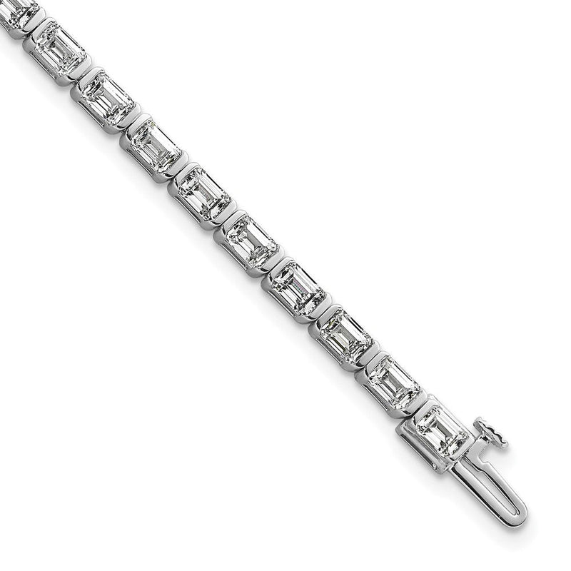 14K Weißgold 7 1/2 Karat Im Labor Gezüchtet Diamant Vs/si+ G+ Smaragd Zargenfassung Set Tennis Armband
