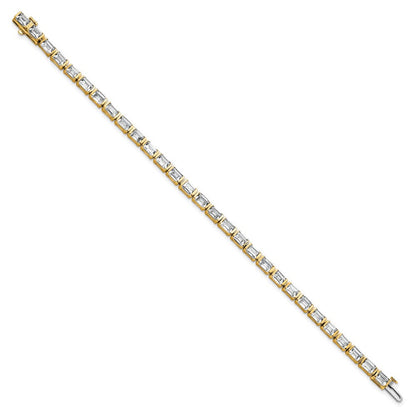 14K Gelbgold 10 Karat Zertifiziert Im Labor Gezüchtet Diamant Vs+ F+ Smaragd Zargenfassung Set Tennis Armband