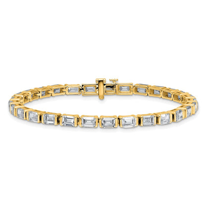 14K Gelbgold 10 Karat Zertifiziert Im Labor Gezüchtet Diamant Vs+ F+ Smaragd Zargenfassung Set Tennis Armband