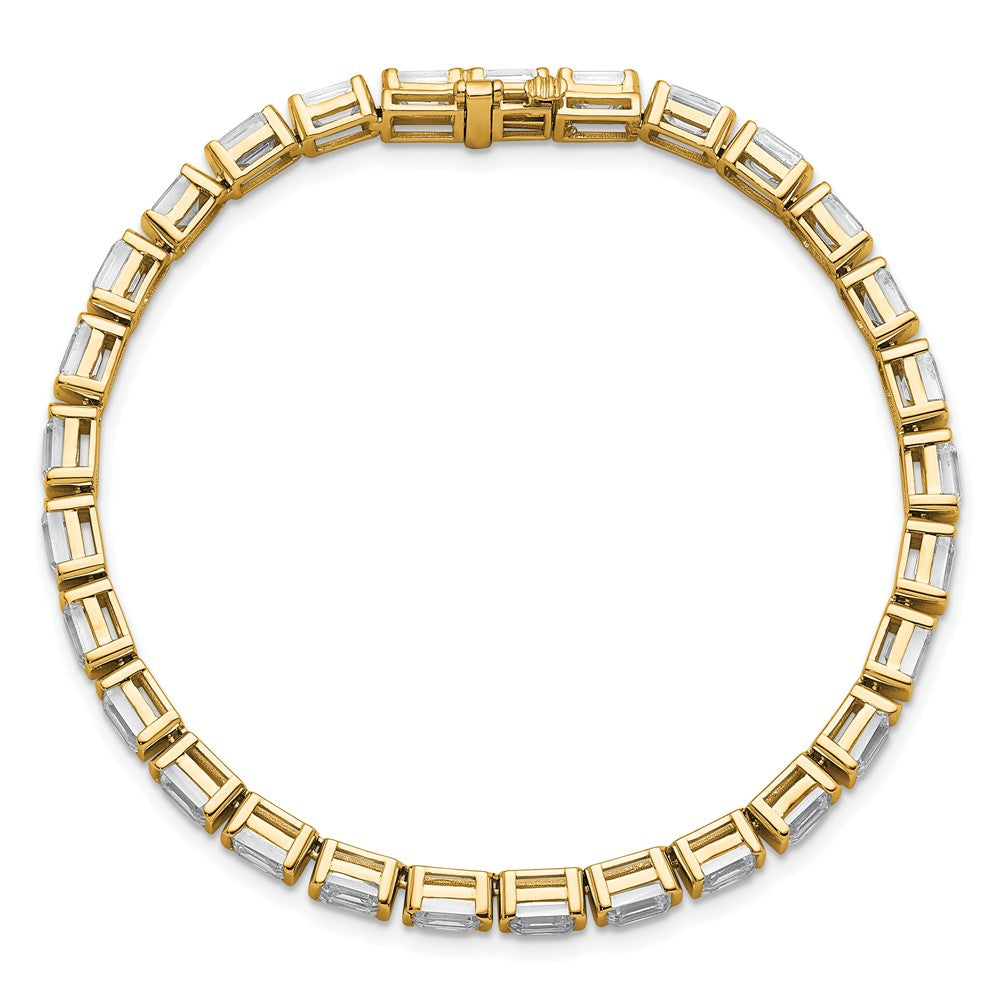 14K Gelbgold 10 Karat Zertifiziert Im Labor Gezüchtet Diamant Vs+ F+ Smaragd Zargenfassung Set Tennis Armband