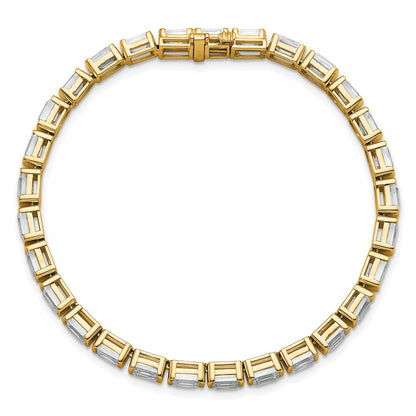 14K Gelbgold 10 Karat Zertifiziert Im Labor Gezüchtet Diamant Vs+ F+ Smaragd Zargenfassung Set Tennis Armband