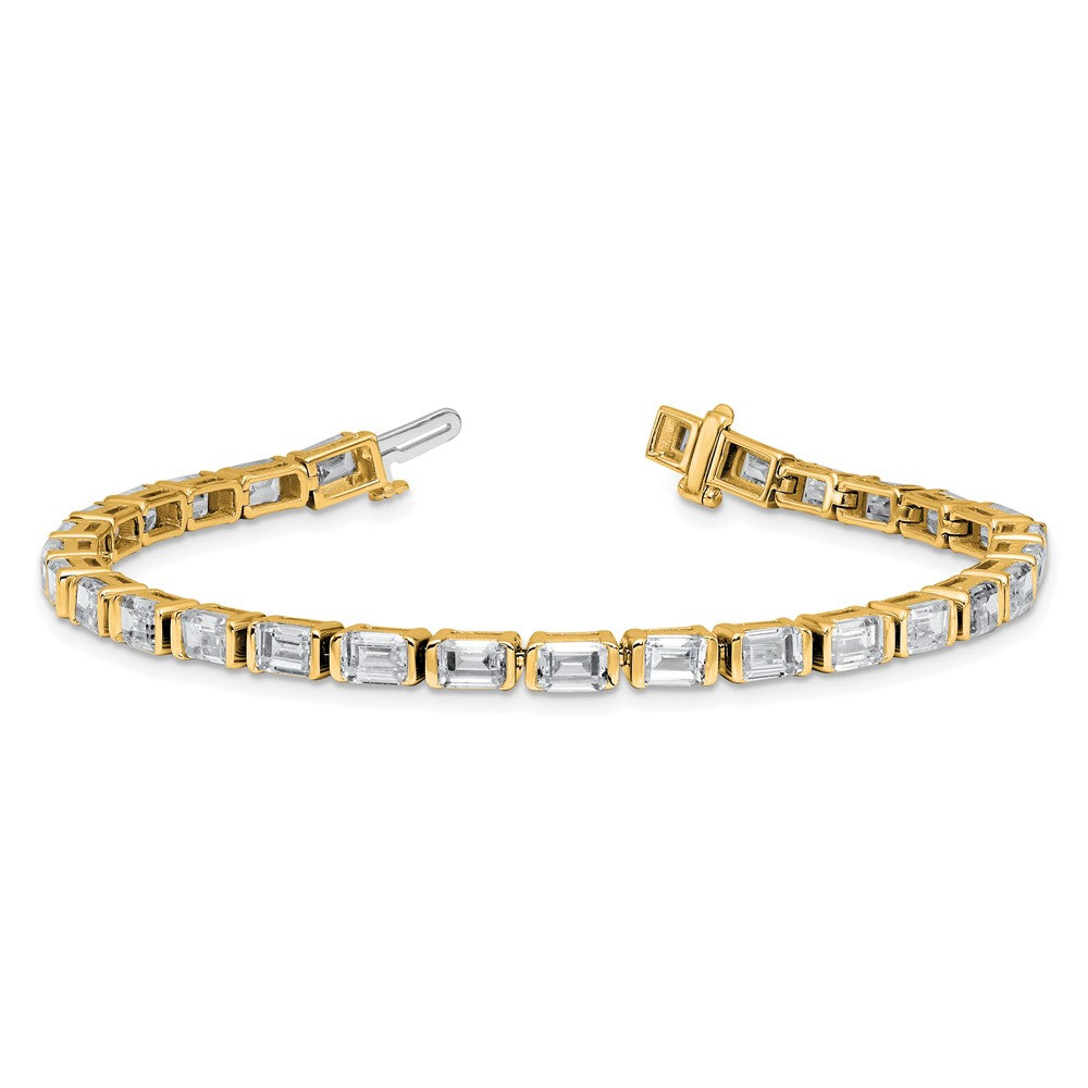 14K Gelbgold 10 Karat Zertifiziert Im Labor Gezüchtet Diamant Vs+ F+ Smaragd Zargenfassung Set Tennis Armband