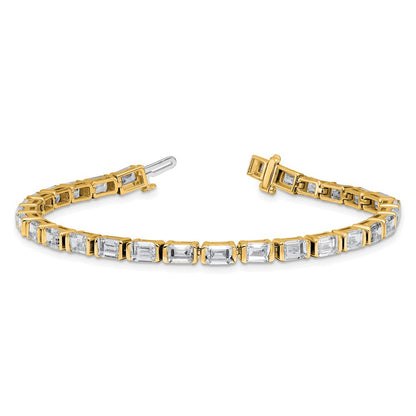 14K Gelbgold 10 Karat Zertifiziert Im Labor Gezüchtet Diamant Vs+ F+ Smaragd Zargenfassung Set Tennis Armband
