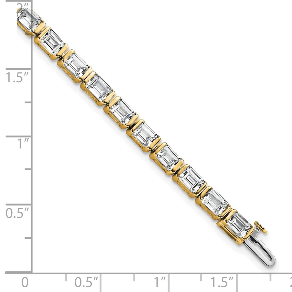14K Gelbgold 10 Karat Zertifiziert Im Labor Gezüchtet Diamant Vs+ F+ Smaragd Zargenfassung Set Tennis Armband