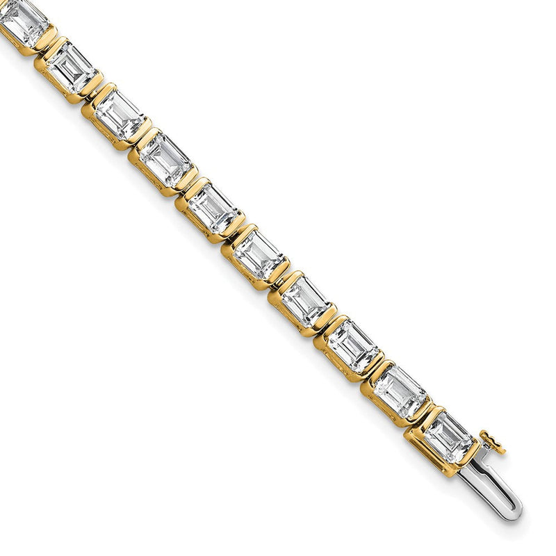 14K Gelbgold 10 Karat Zertifiziert Im Labor Gezüchtet Diamant Vs/si+ G+ Smaragd Zargenfassung Set Tennis Armband
