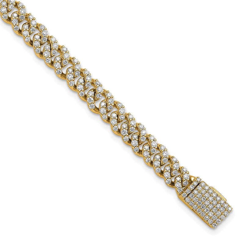 10K Gelbgold 3 1/3 Karat Im Labor Gezüchtet Diamant Vs/si+ G+ 4mm Pavé‚äö Kubanisch Glieder Armband