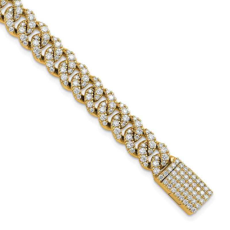 10K Gelbgold 5 Karat Im Labor Gezüchtet Diamant Vs+ F+ 4mm Pavé‚äö Kubanisch Glieder Armband