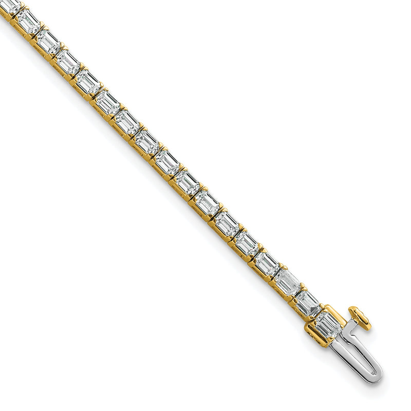 14K Gelbgold Im Labor Gezüchtet Diamant Vs+ F+ Smaragd Tennis Armband