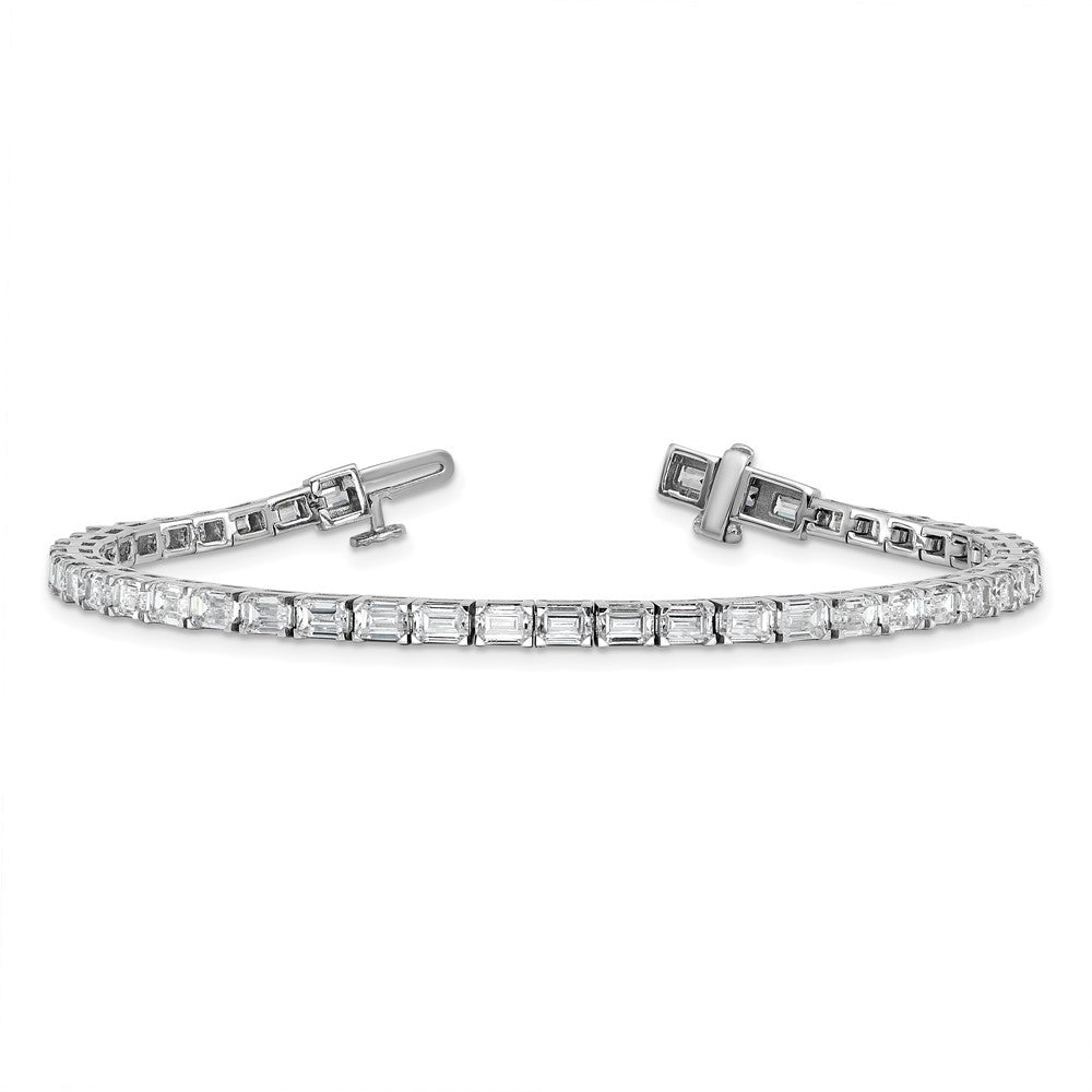14K Weißgold Im Labor Gezüchtet Diamant Vs/si+ G+ Smaragd Tennis Armband