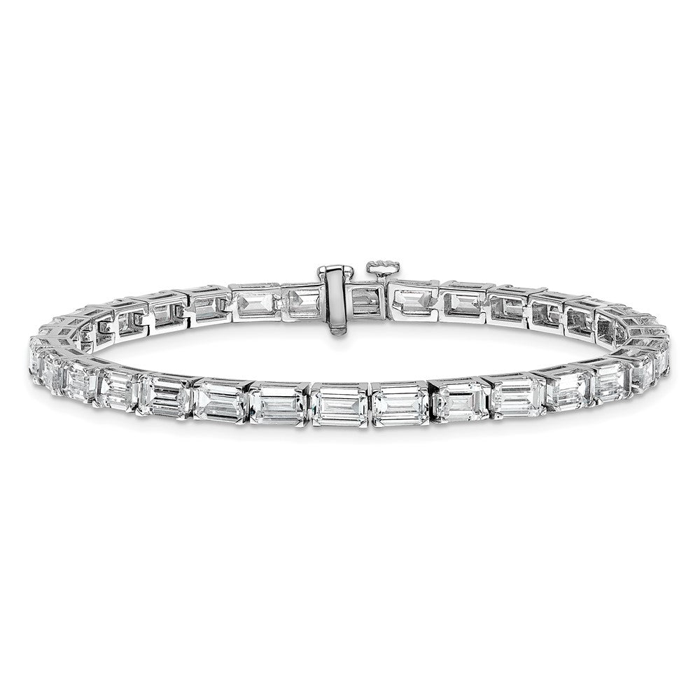 14K Weißgold Im Labor Gezüchtet Diamant Vs/si+ G+ Smaragd Tennis Armband