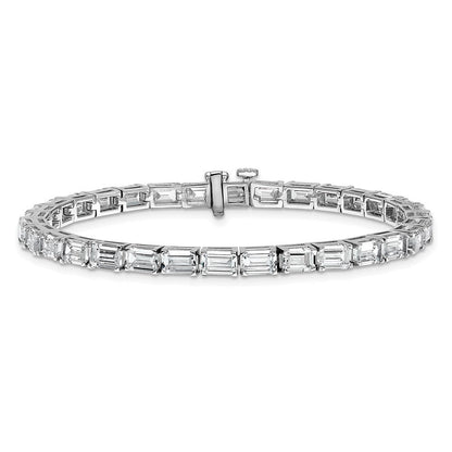 14K Weißgold Im Labor Gezüchtet Diamant Vs/si+ G+ Smaragd Tennis Armband
